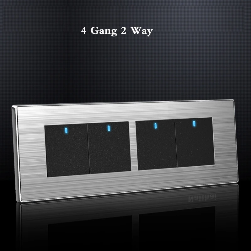 5 6 7 8 Gang 2 Way Household Switch Socket type 86 wall with led brushed stainless steel mirror Reset switches