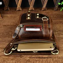 Leather Men's Travel Shoulder Bag with Hook and Belt #5