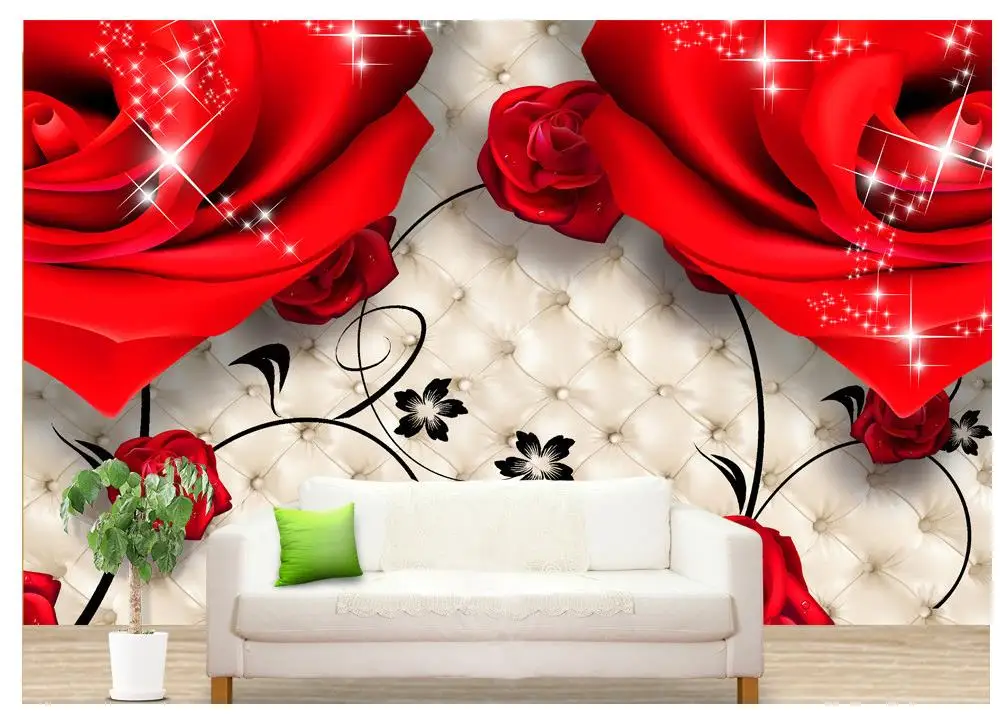 3D Rose Soft Pack TV backdrop wallpaper flowers 3d mural paintings  stereoscopic 3d wallpaper