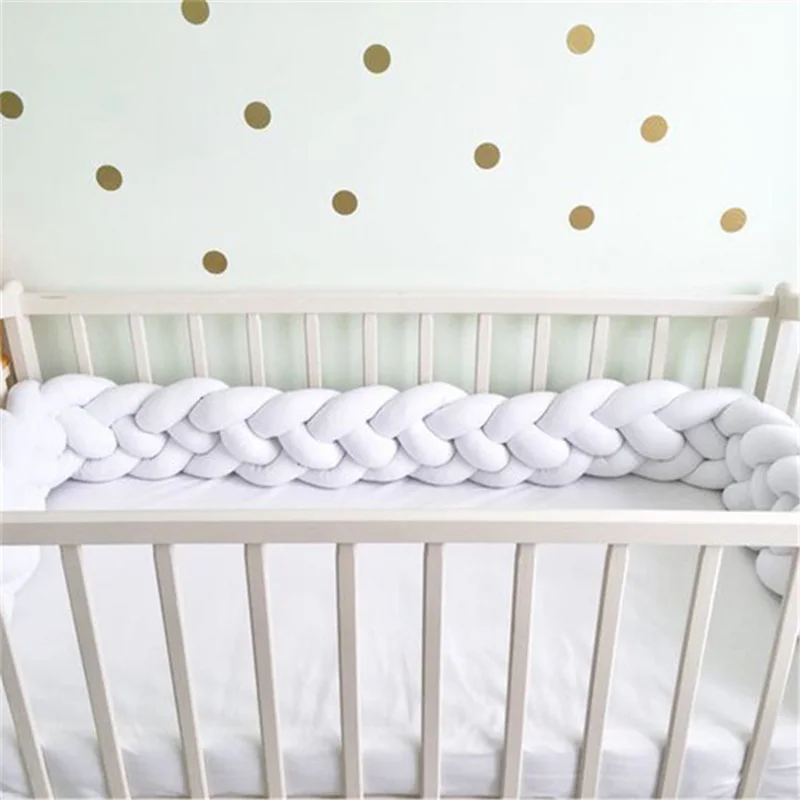 100-300cm Four-ply Bed Bumper Girth Crotch Cot Infant Room Decor Crib Protector Pacification Toy Weaving Knot for Kids Bedding