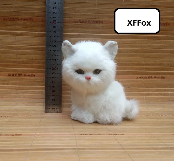 

cute real life white cat model plastic&furs simulation sitting cat doll gift about 12x10x15cm xf1270