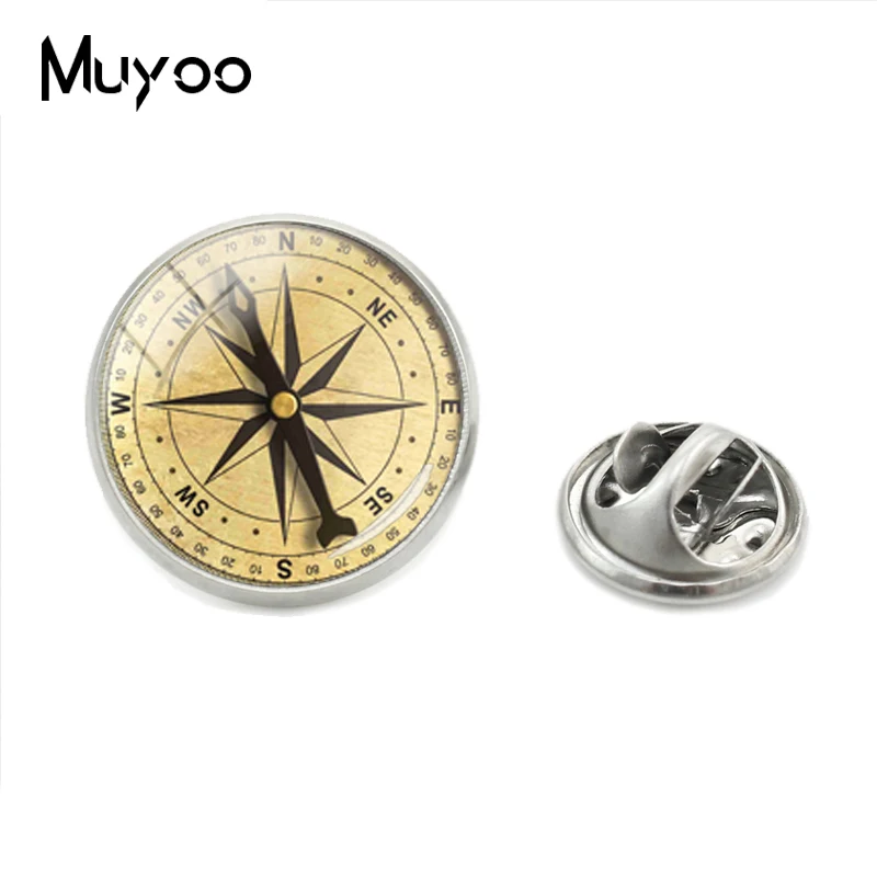 2018 New Arrival Handmade Vintage Jewelry Lapel Pins Retro Compass Glass Round Photos Butterfly Fashion Jewelry Brooches Pins