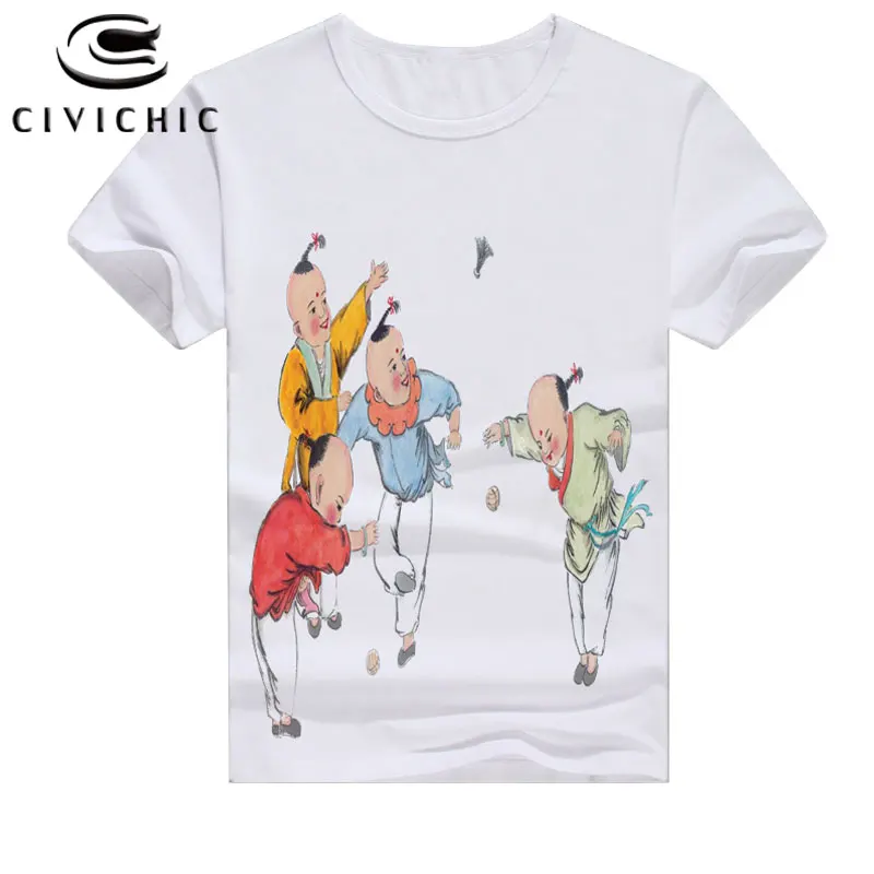 CIVI CHIC Male Female Oriental Ethnic Loose T Shirt Women Chinese Style Vintage Printing Tops Tees Plus Size Groot Tshirt WST127