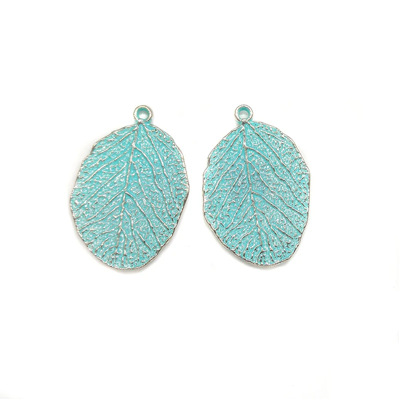 2025 New 5 Pieces 32mm Retro Patina Plated Zinc Alloy Green Leaves Charms Pendants for DIY Necklace earrings Jewelry Accessories