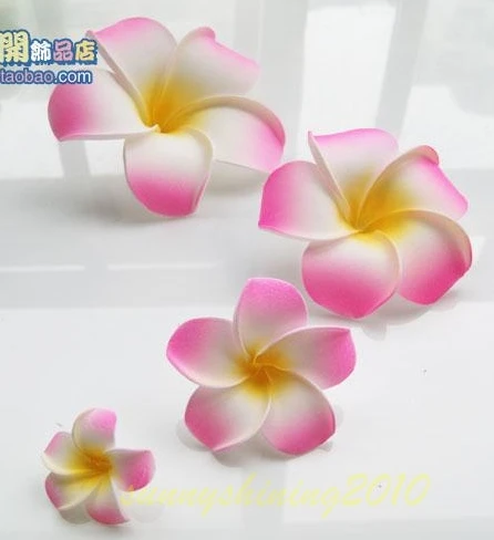 50  Pink colour  Foam Hawaiian Plumeria flower Frangipani Flower bridal hair clip 6cm