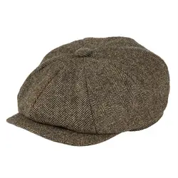 BOTVELA-Boné de jornaleiro de lã Tweed para homens e mulheres, boina vintage, boné de condução plana British Gatsby, chapéu retro