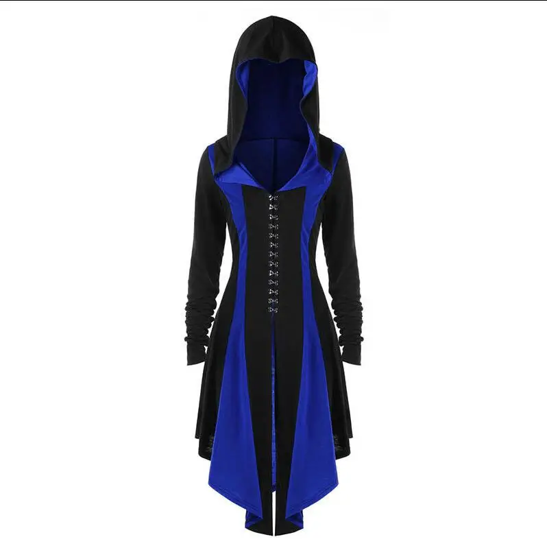 Women Vintage Renaissance Gothic Costume Medieval Gown Dress Hooded Dress M-5XL