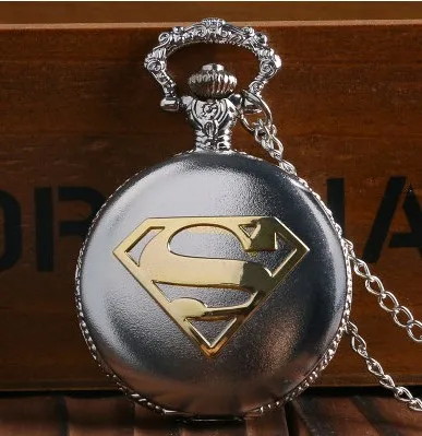 New Arrival Cool Silver gold Theme Pocket Watch Blue Dial Quartz Watch With Chain Necklace Gift