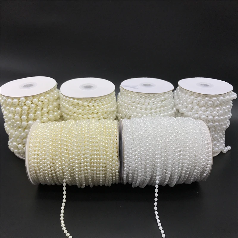 2.5-10mm 2yards White Ivory Imitation Pearl Beads Chain Garland Acrylic Beads For Wedding Decoration DIY Jewelry Accessories