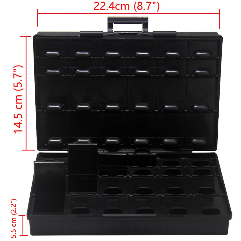 AideTek plastic storage safe Enclosure for surface mount components 1206 0805 0603 0402 BOX chips diodes transistor 8BOXALL48AS