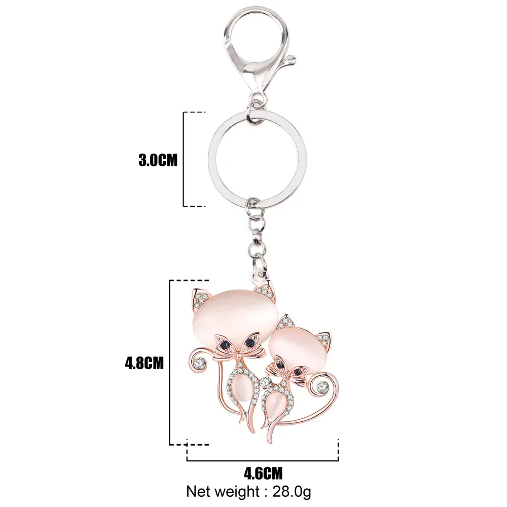 WEVENI Kat Sleutelhanger Sleutelhanger Charme Groothandel Charm Alloy Rhinestone Opal Kitten Hanger Charm Trendy Animal Sieraden Voor Vrouwen