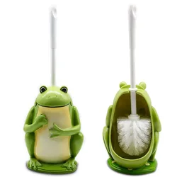 New Creative Cute Frog Toilet Brush Holder Resin Base Home Hotel Toilet Supplies Bathroom Cleaning Tools Decoration Statue