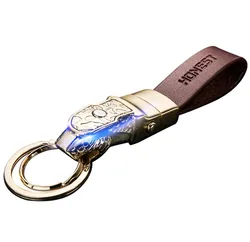 Stmanya Hot High quality Metal Key Chain PU Leather Keychain Men LED Car Key ring Leopard Key holder Best Gift Jewelry K1820