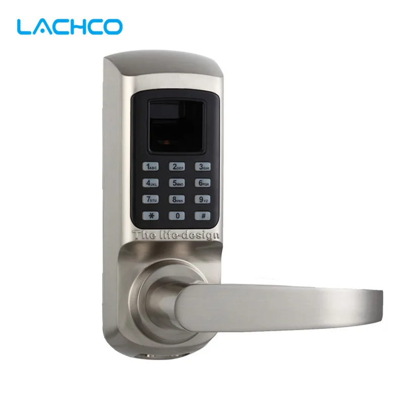 

LACHCO Biometric Electronic Lock Door Lock Fingerprint, Password, Mechanical Key Digital Lock Single Latch Zinc Alloy L16093