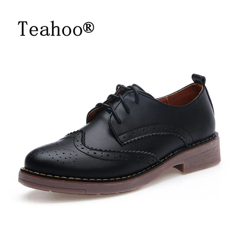 Woman Brogue Shoes Woman Platform Oxford Shoes Flats British Style Vintage Cut-Outs Flat Casual Women Shoes Oxford Shoes Retro