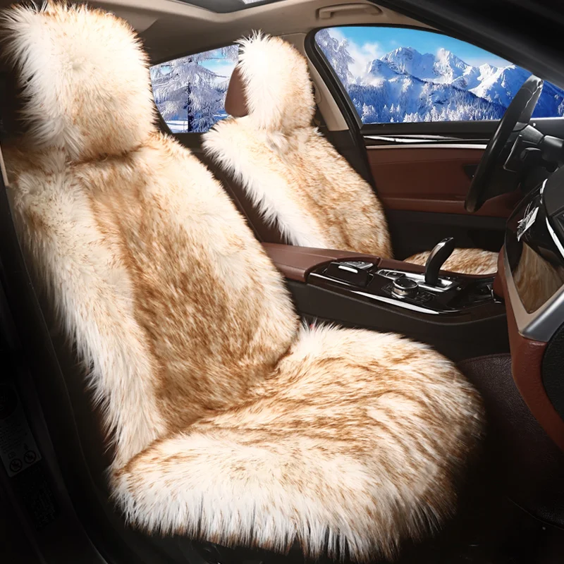

Winter Car Seat Covers Long Wool Plush Heated Fur Leather Soft Auto Seats Cushion Set For Cars Styling Interior Accessories 1PCS
