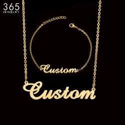 Fashion Stainless Steel Personalized Custom Name Necklace For Women Men Handmade Customized Cursive Font Chain Jewelry
