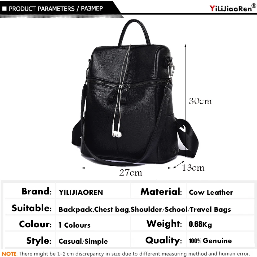 Casual Genuine Leather Backpack Female Luxury COW Leather Backpack Women Shoulder Large Capacity School Bags For Teenagers Girls