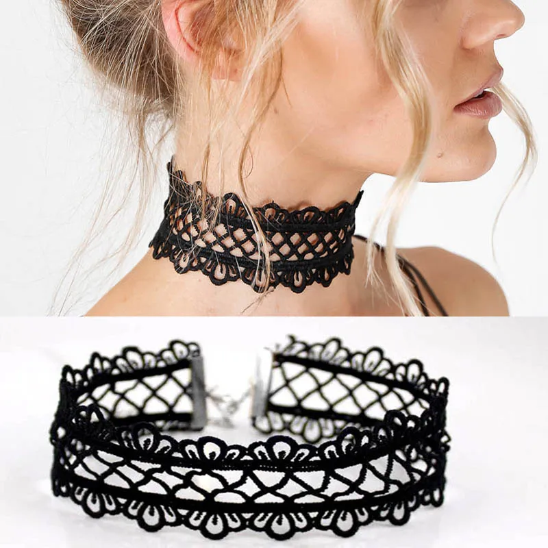 summer Newest fashion jewelry accessories Sexy hollow out lace black choker necklace for couple lovers\' N174