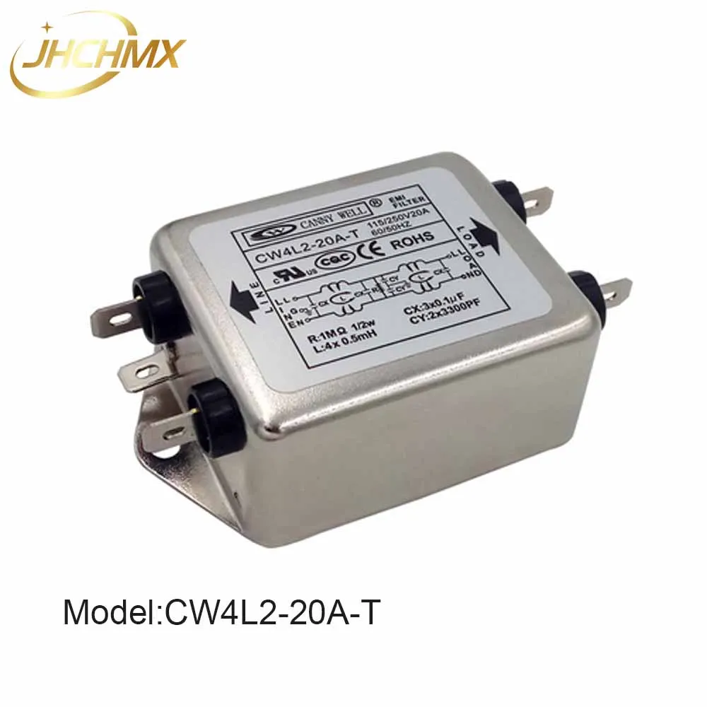Filtro eletrônico 64chmx de alta qualidade com filtro triplo, 15a, 20a-t, monofásico, ac, 115v, 250v, 50/60hz para máquinas de corte a laser co2