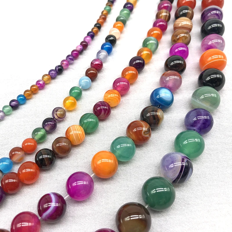 4-12mm Colorful Carnelian DIY Beads Loose Round Beads Wholesale Agat Jewelry Natural Stone Beads Accessories