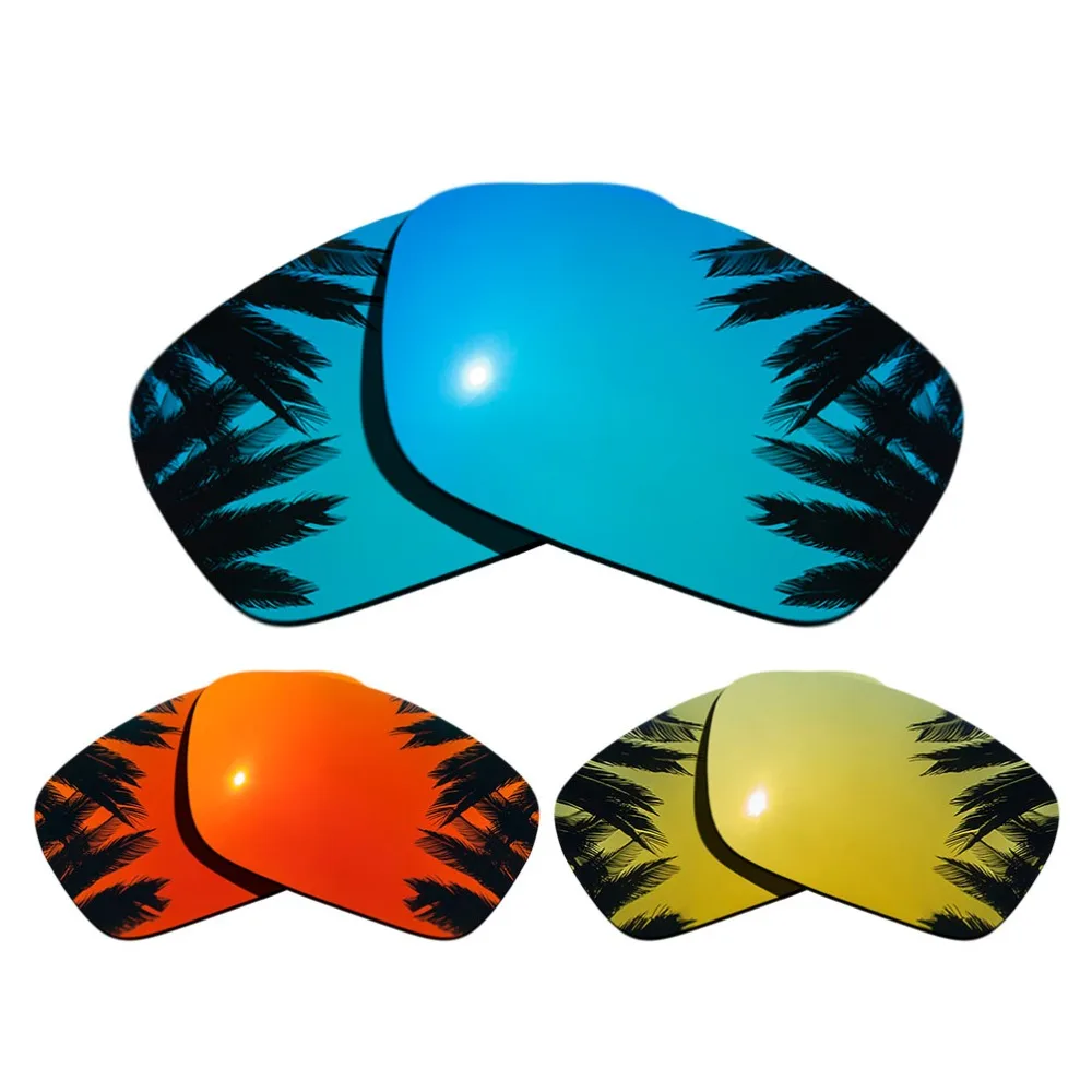 

(Ice Blue+Orange Red+24K Gold Mirrored Coating) 3-Pairs Polarized Replacement Lenses for Fuel Cell 100% UVA & UVB Protection