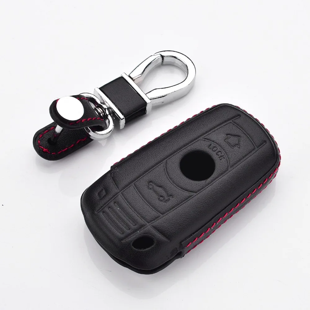 New 4D Genuine Leather Key Case Cover Holder Pocket For BMW 1 3 5 6 7 SERIES E90 E92 E93 E60 X1 X5 X6 Z4 Accessories