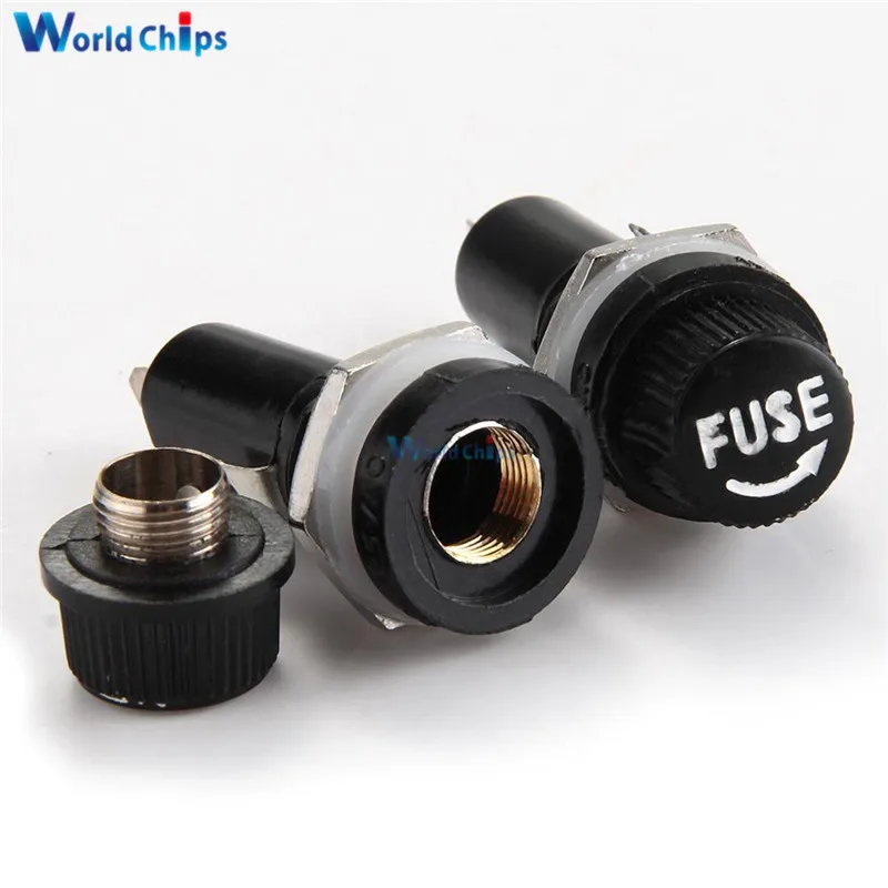 10pcs 5*20mm Fuse Holders 5X20 Black Insurance Tube Socket Fuse Holder For 5*20 Insurance Panel Mount Fuse Holder