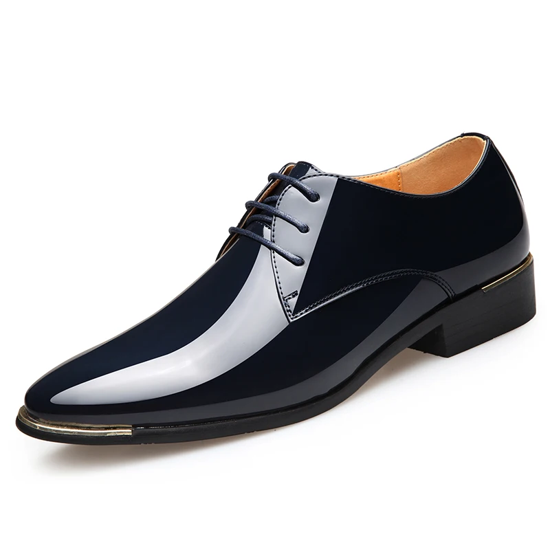 2025 Newly Men\'s Quality Patent Leather Shoes White Wedding Shoes Size 38-48 Black Leather Soft Man Dress Shoes