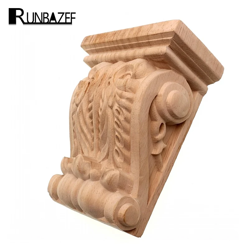 RUNBAZEF European Wood Door Carving Applique Corbel Aisle Decoration Rome Stigma Vintage Home Decor Artesanato Craft Figurine