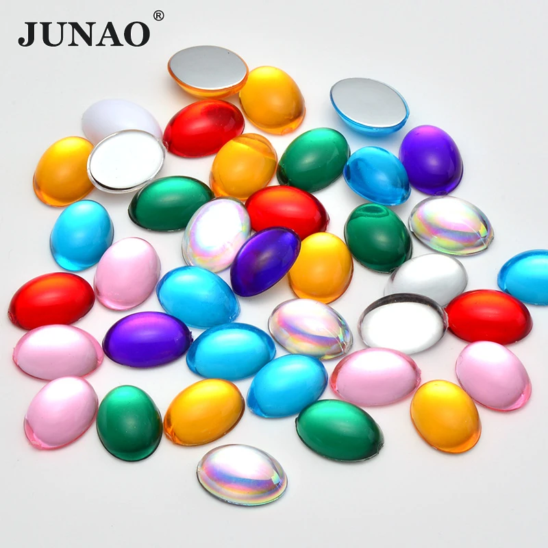 JUANO 10*14mm 13*18mm Mix Color Crystals Oval Rhinestones Flatback Acrylic Stones Non Sewing Scrapbook Beads for Jewelry Making
