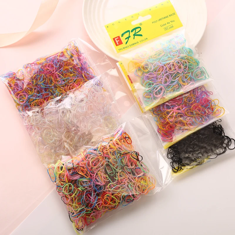 AIKELINA-Bandas De Borracha Para Crianças, Titulares De Cabelo TPU, Goma De Gravata Das Meninas, Acessórios De Cabelo, Pacote Pequeno, Novos Elásticos, 1000Pcs por Saco