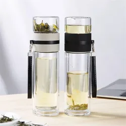 Travel Drinkware Portable Double Wall Glass Tea Bottle Tea Infuser Glass Tumbler Stainless Steel Filters The Tea Filter