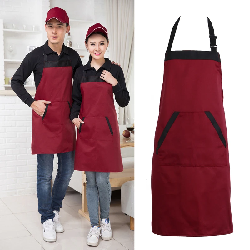 Catering Plain Anti-Fouling Women Man Kitchen Accessories Apron With Pockets Butcher Craft Baking Chefs Kitchen Cooking BBQ