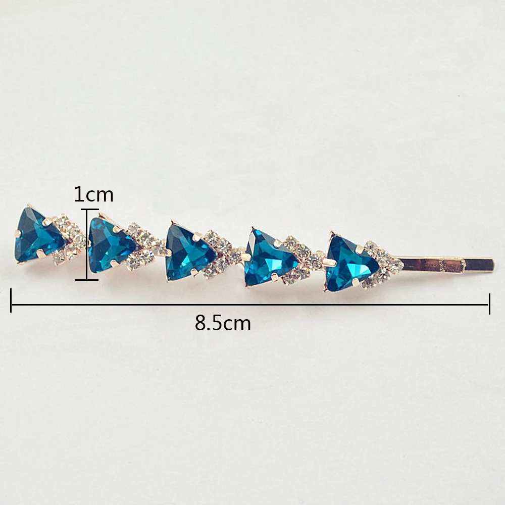 AINAMEISI Luxury Hairwear Women Crystal Accessories Hair Jewelry Sparkly Triangle Crystal Rhinestone Hair Barrettes Hairpins