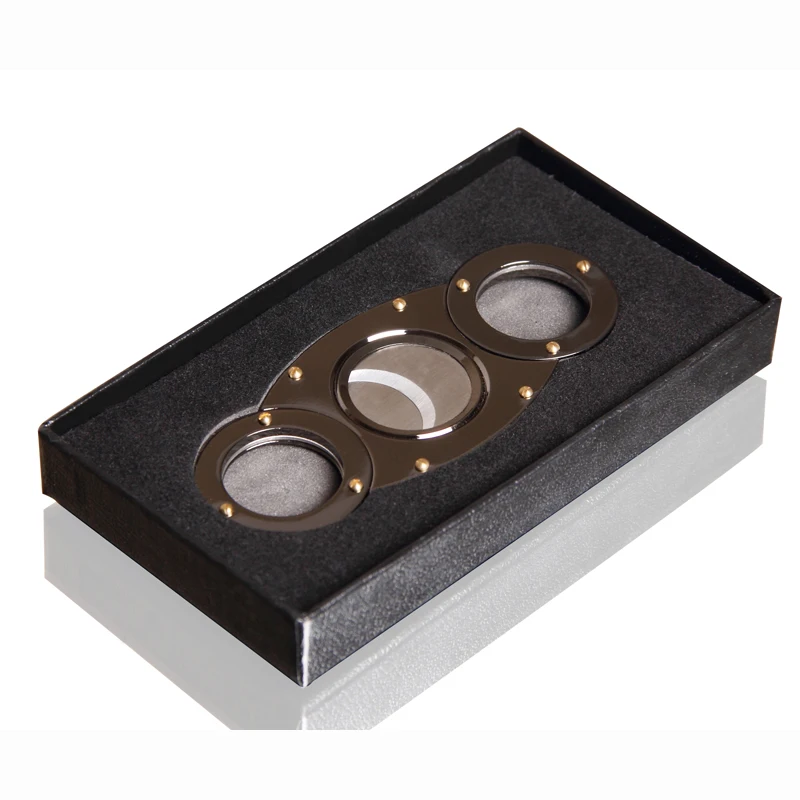 titanium enamel Cigar Cutters exclusive 8 Round Design cigar Cutter GUN METAL COLOR Cigar Accessories tobacco cutting W Gift Box