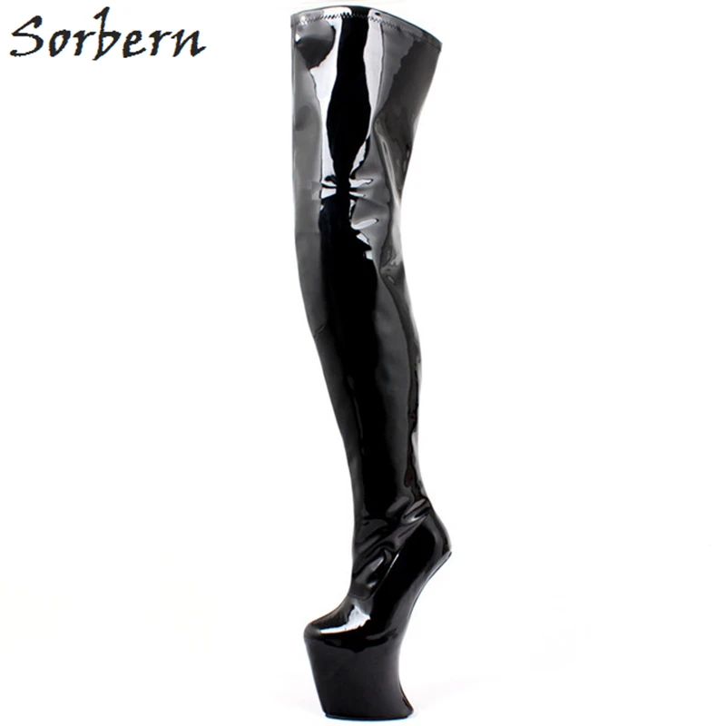 Sorbern Sexy Fetish Crossdresser Boot Unisex Heelless Platform Long Boots Woman Big Size Thigh High Boots Custom Wide Calf Shoe