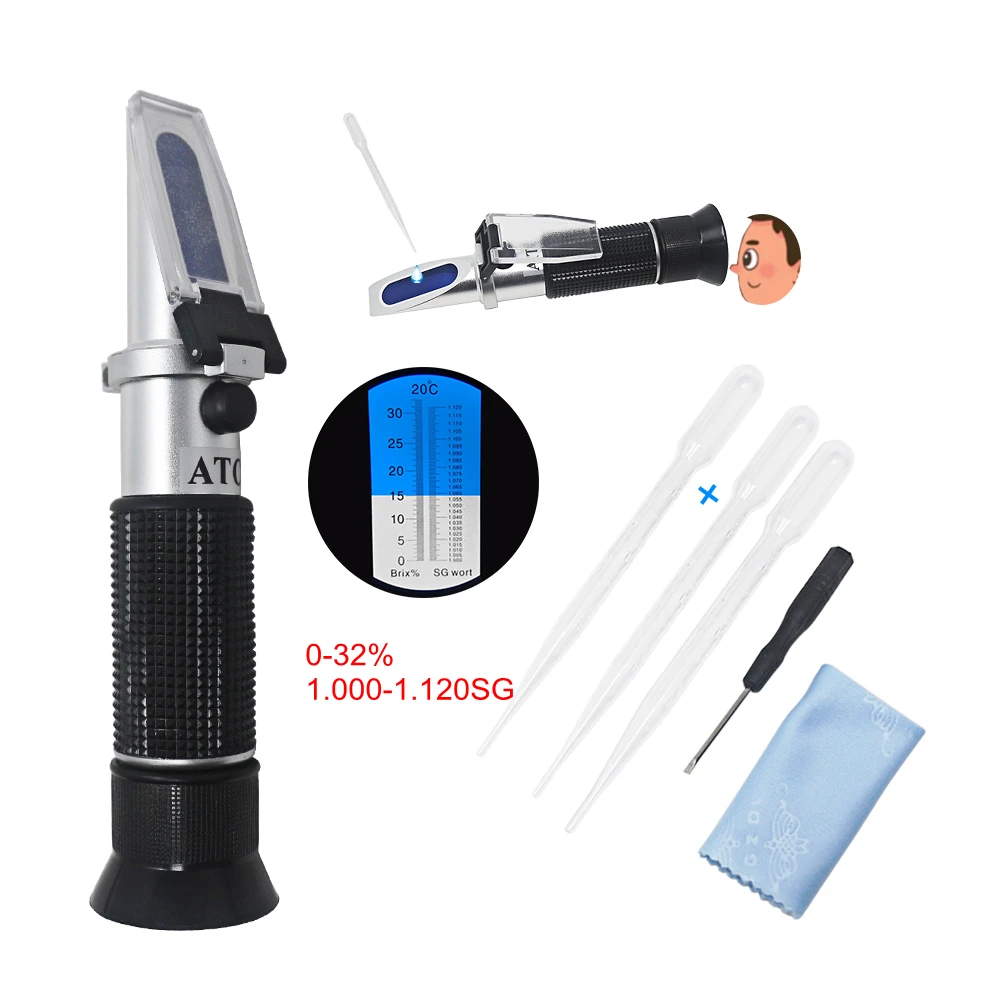 Ketotek Refractometer Brix 0-32% 1.000-1.120SG For Beer Wort Hydromet Brewing Refractometer Sugar Dual Scale No Retail Box