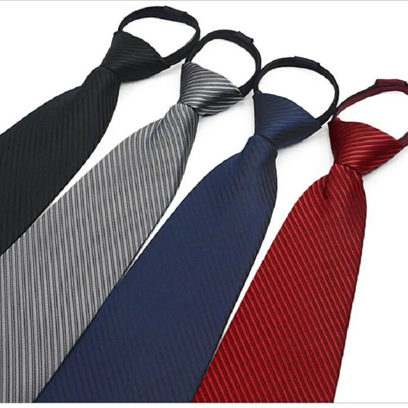 9cm Zipper Tie Strips Business Necktie Zip Polyester Silk Men's Neckwear Wedding Groom Team Neckwear Ready BowTie