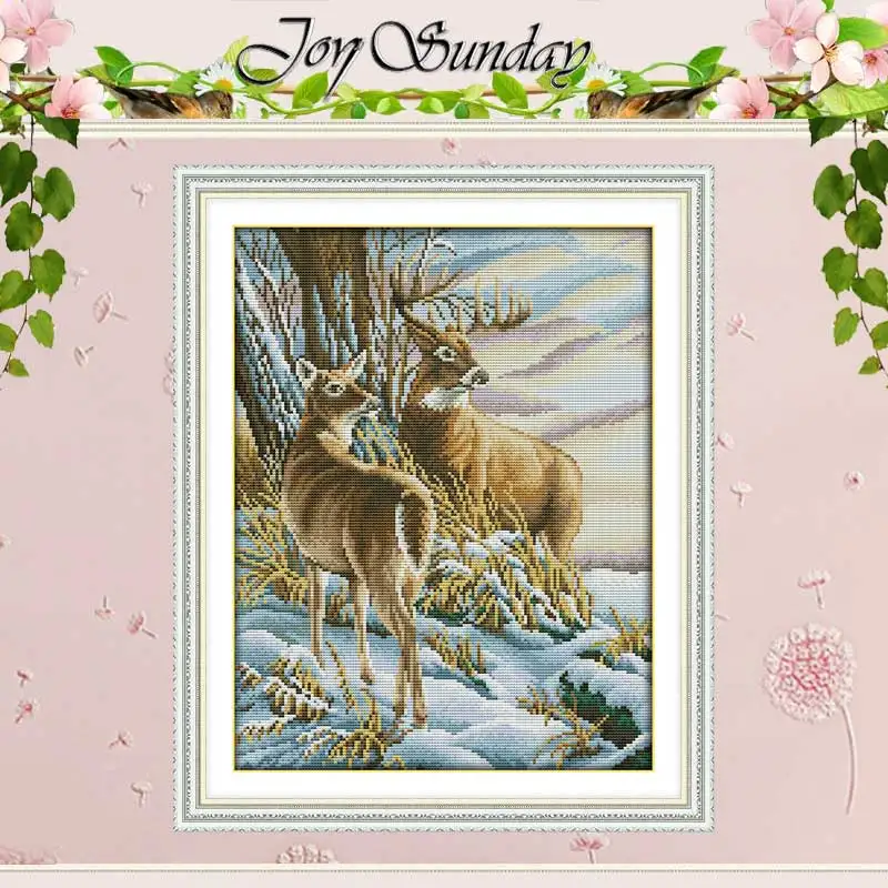 Deer Animals Patterns Counted Cross Stitch Set DIY 11CT 14CT 16CT Stamped DMC Cross-stitch Kit Embroidery Needlework Home Decor