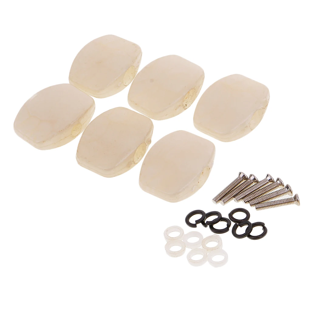 6 Pieces Plastic White Pearl Guitar Tuning Pegs Buttons Keys Tuners Machine Heads Acoustic Guitar Accessory