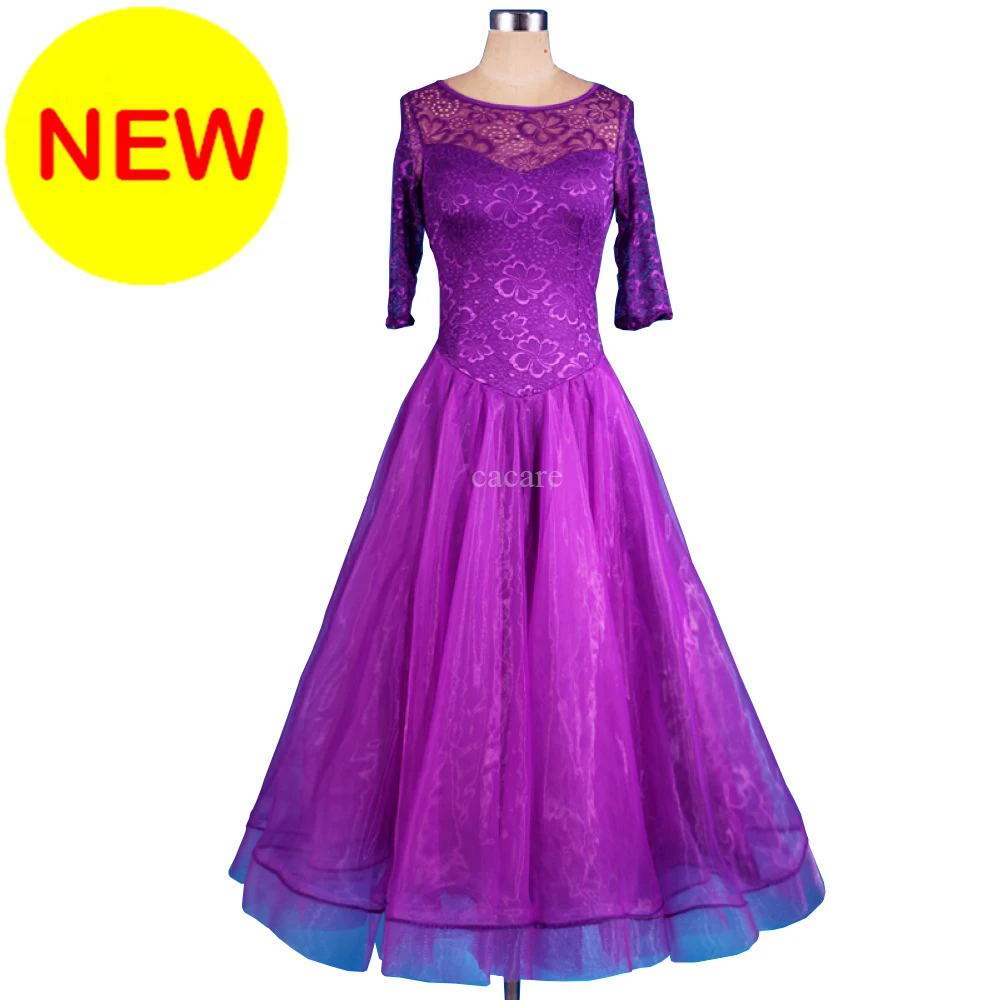 

Lace Ballroom Waltz Dress Costume Standard Dance Competition Dresses Women Tango Customize D0252 Big Sheer Hem