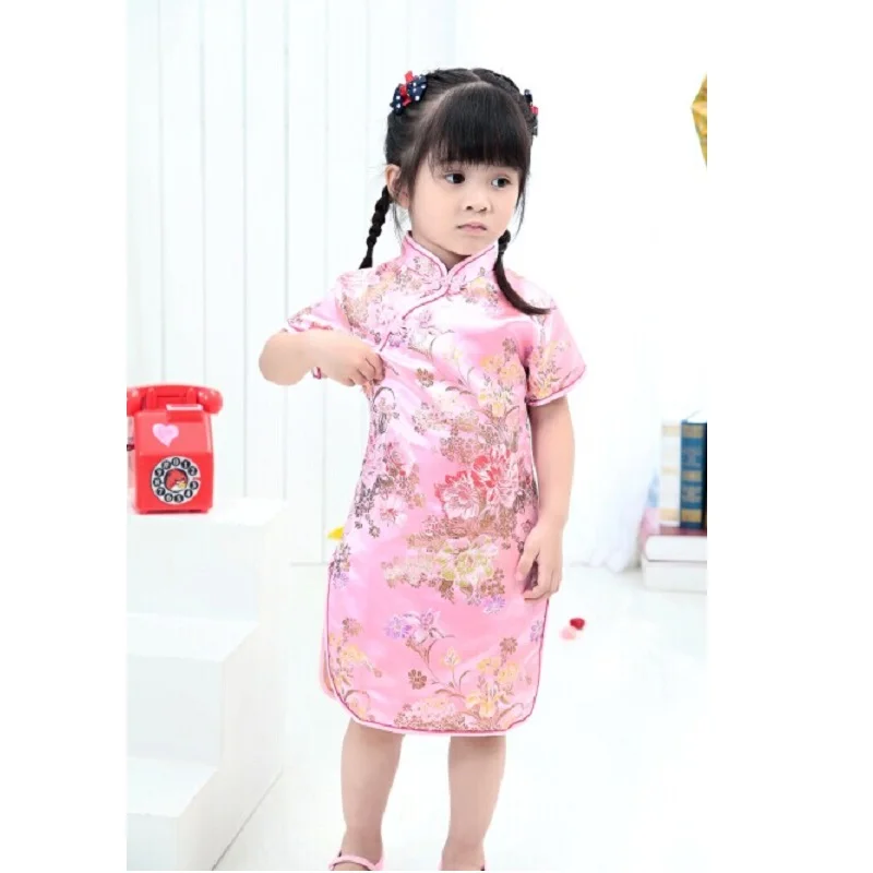 Floral Baby Qipao Girl Dress Chi-Pao Cheongsam New Year Gift Children Clothes Kids Dresses Girls clothing Wedding Princess Dress