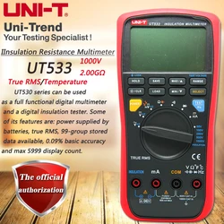 UNI-T UT533 True RMS Insulation Resistance Multimeter, 1000V Megohmmeter Resistance/Capacitance/Frequency/Temperature Test