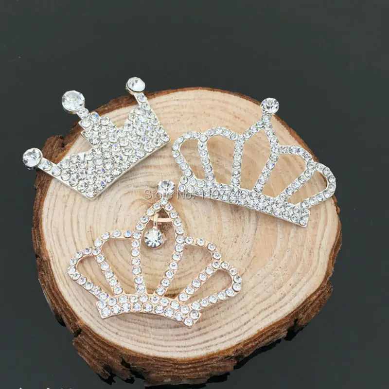 Large Flatback Full Crystal Rhinestone Crown Button Embellishment Accessories Craft For Hair Home Phone Case Decor 10pcs 33x48mm