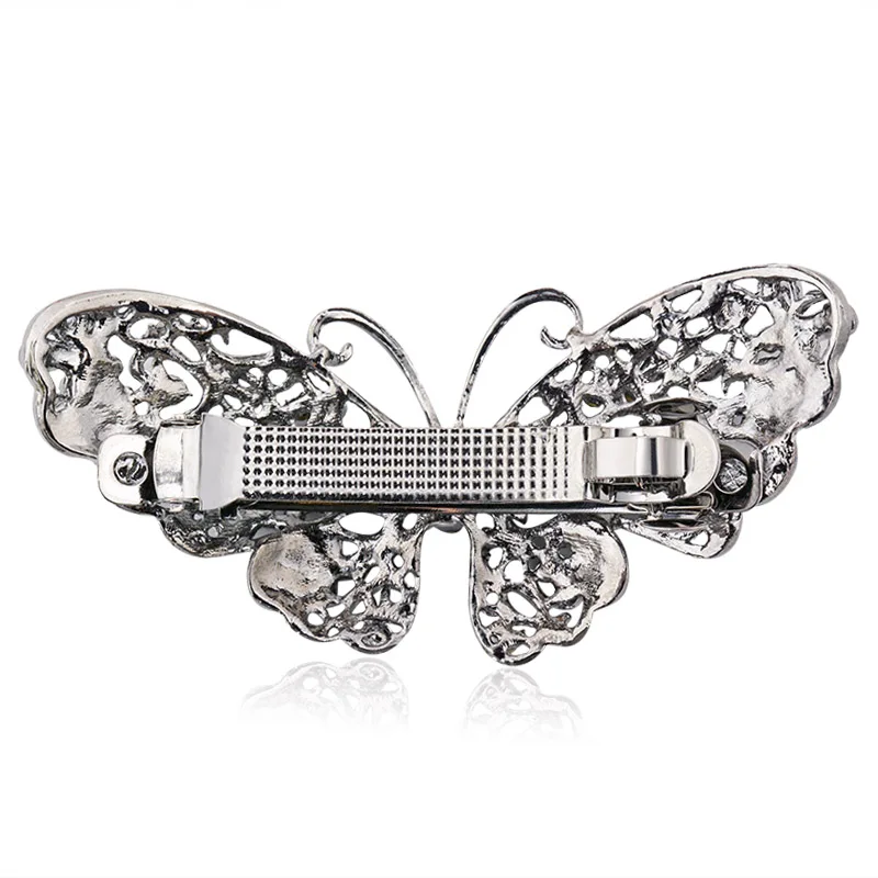 EASYA 2022 Women Girls Retro Butterfly Hair Jewelry Vintage Blue Crystal Barrettes Clips For Hairdressing