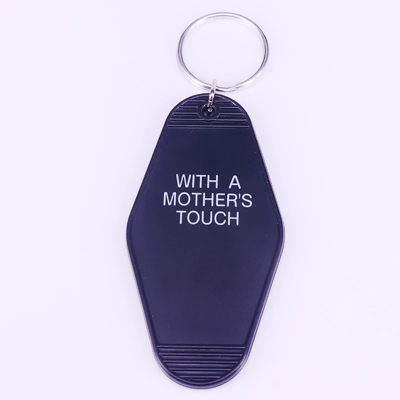 Bates motel room 1 keychain black keytag with a mother's touch key fob psycho jewelry horror movie inspired