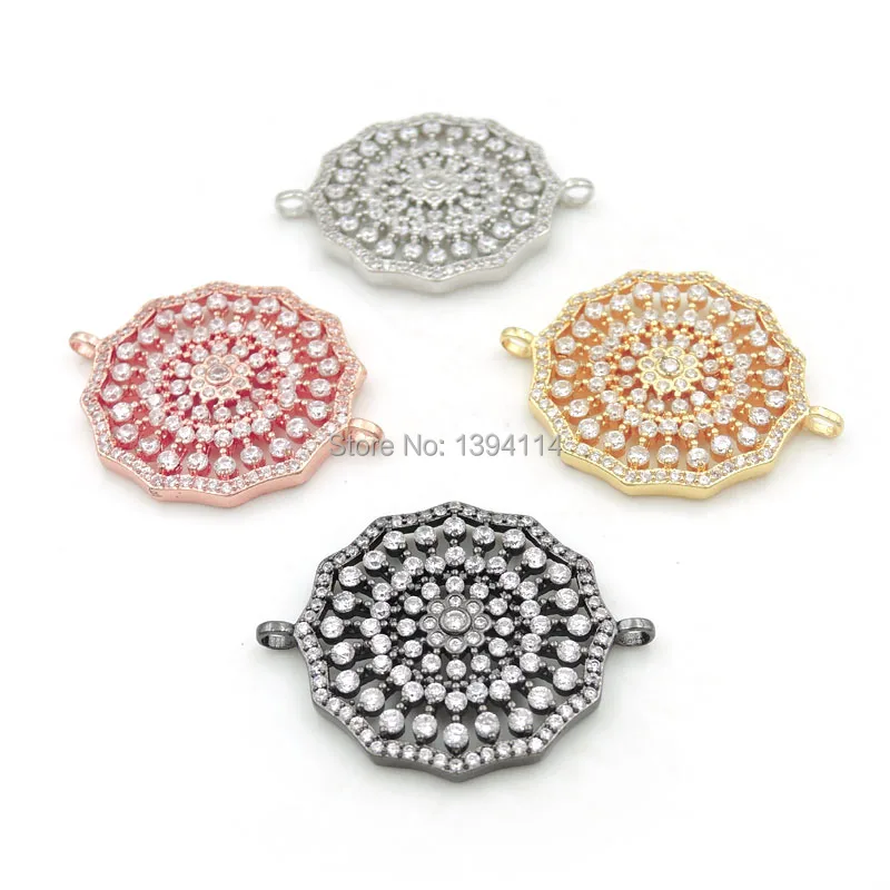 33*27*3mm Micro Pave Clear CZ Dodecagram Connector Fit For Women As DIY Bracelets Accessory