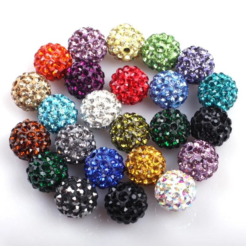 10mm de diamantes de imitación de arcilla Multicolor, cuentas sueltas de bola de discoteca de cristal CZ para la fabricación de joyas, 10 Uds. Para