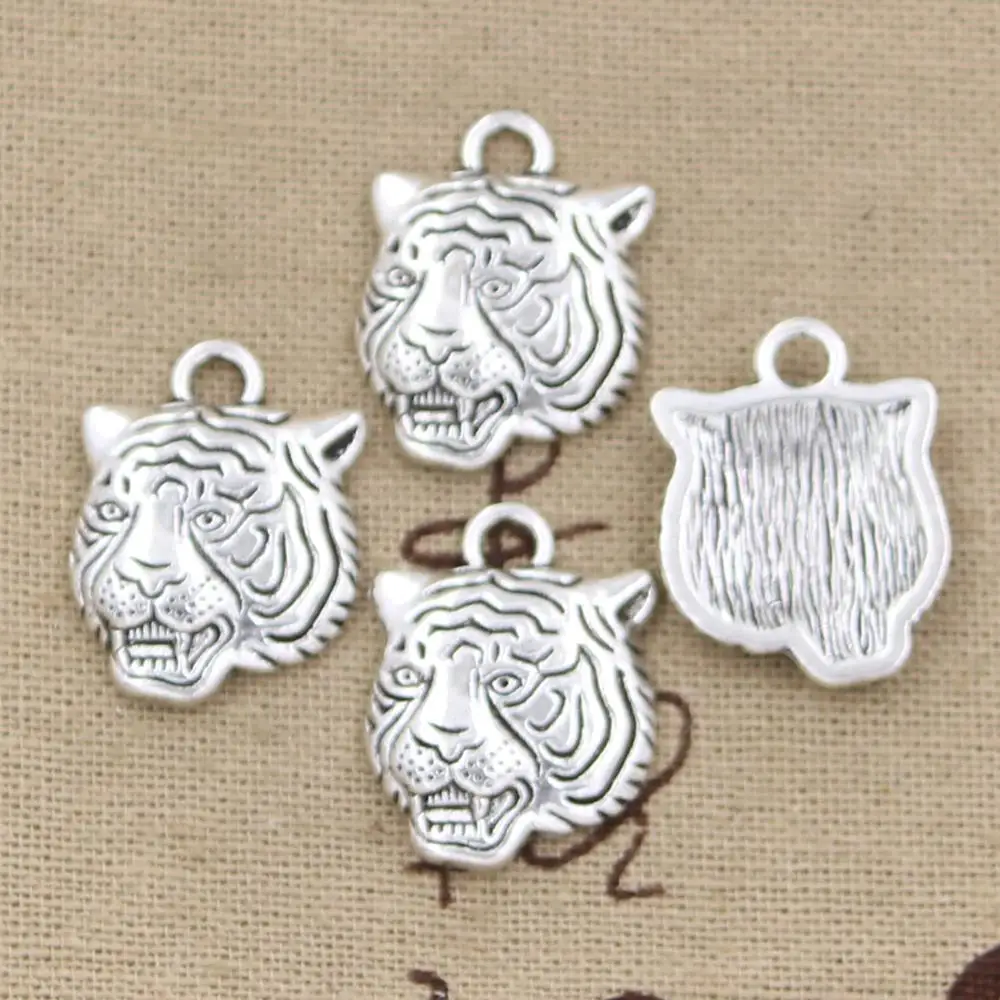 6pcs Charms Angrily Tiger Head 23x17mm Antique Making Pendant fit,Vintage Tibetan Silver color,DIY Handmade Jewelry